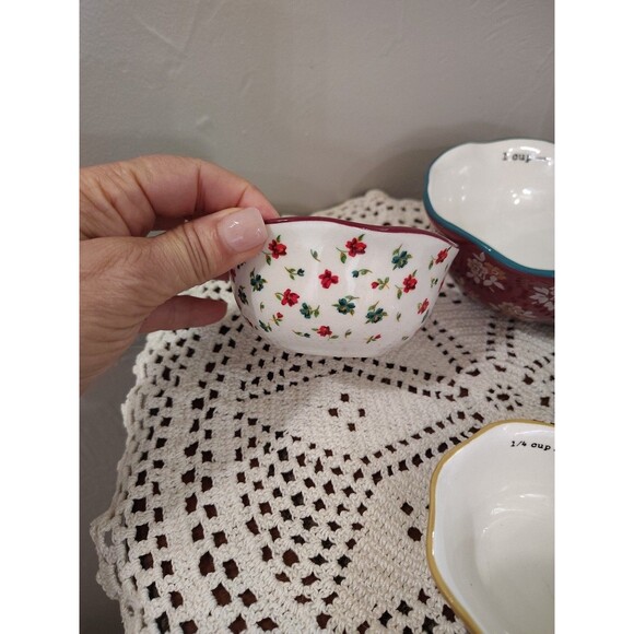 The Pioneer Woman Nesting Measuring Bowl Set 4 piece Fall Flowers Stoneware - Picture 8 of 12
